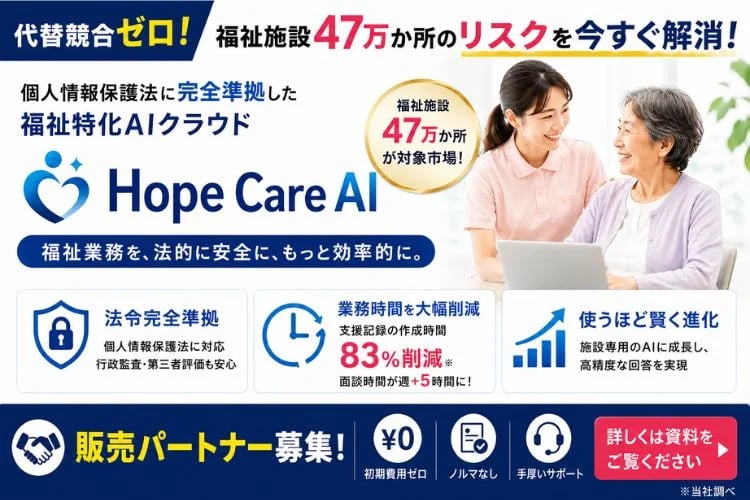 「福祉施設向けAIクラウド」販売パートナー募集