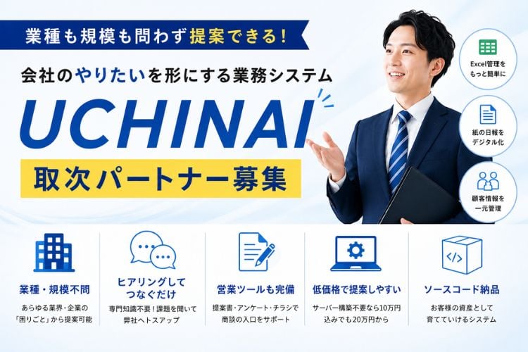 「AI活用の買い切り型業務システム開発」取次パートナー募集