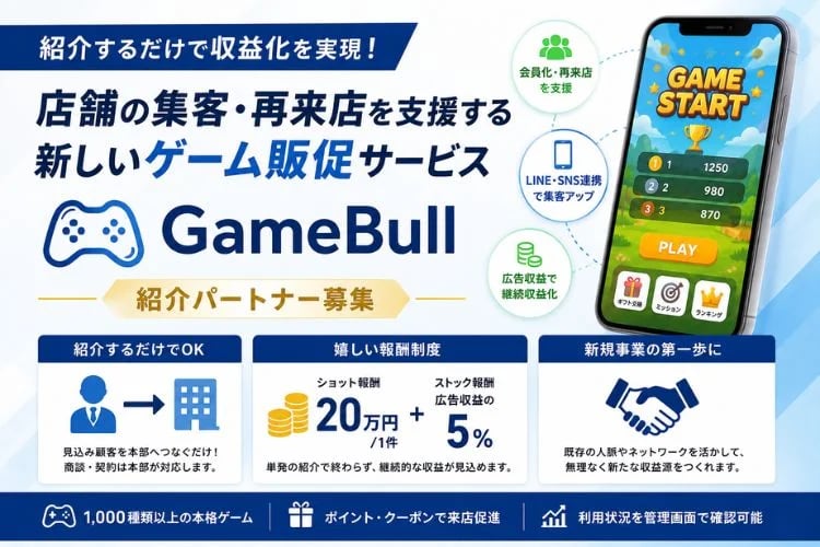 「ゲーム活用型店舗販促プラットフォーム」紹介パートナー募集